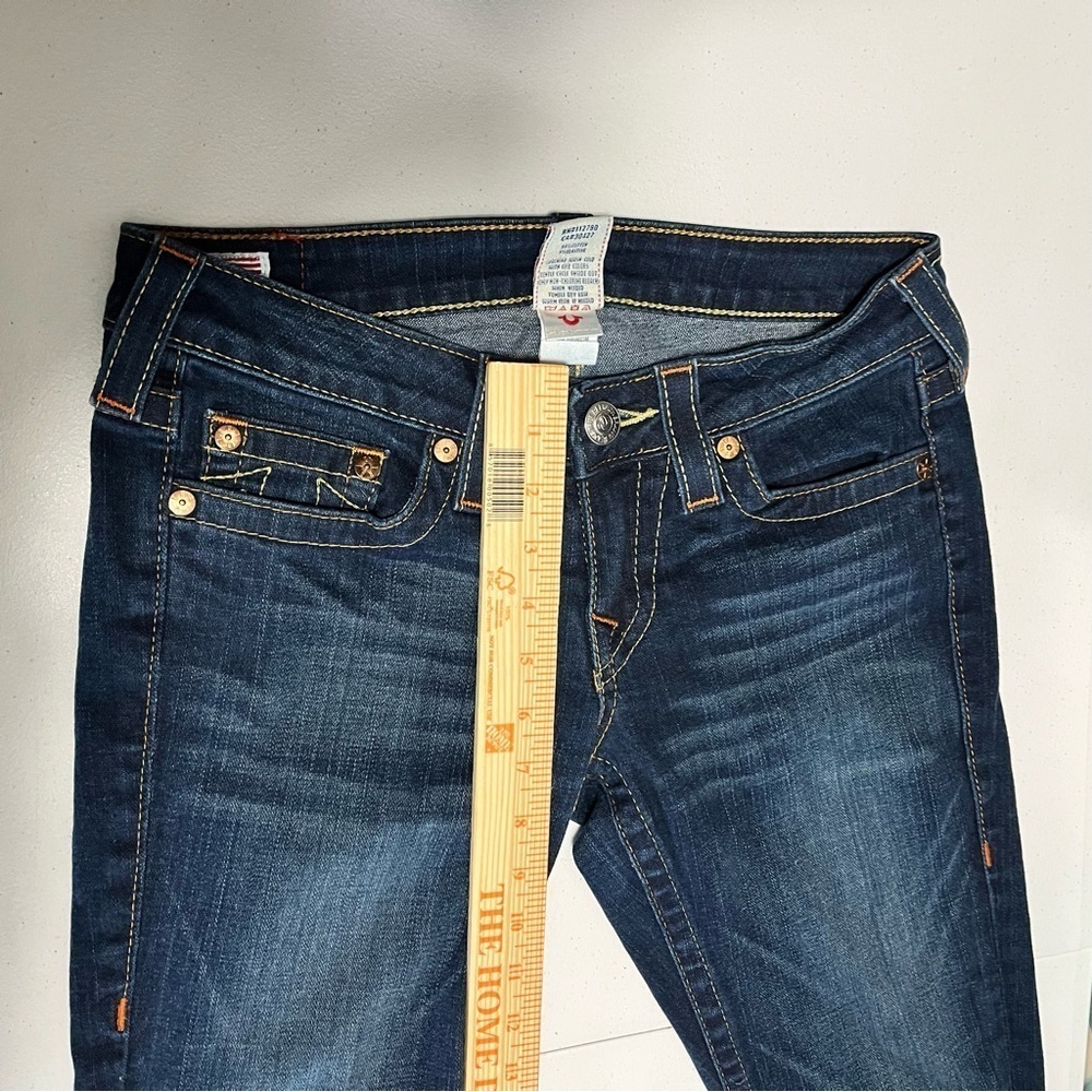 True Religion Stella Skinny Jeans Dark Wash Orange Embroidered Size 28 Q2 - Picture 9 of 10